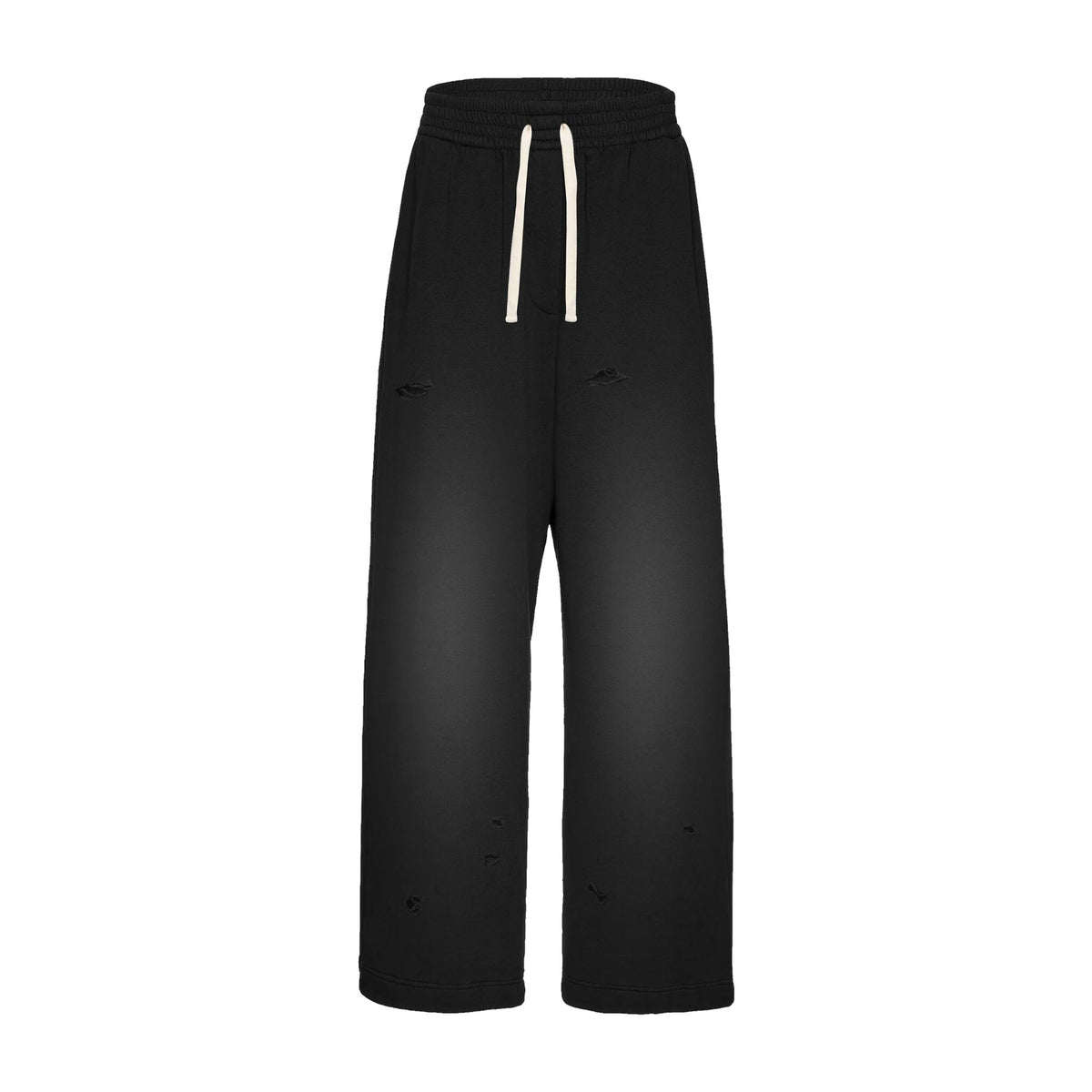 Wide leg sweatpants mockup, flat black, front