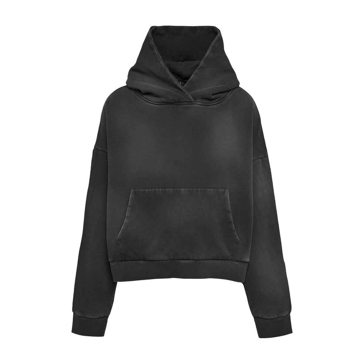 Washed cropped pullover hoodie mockup
