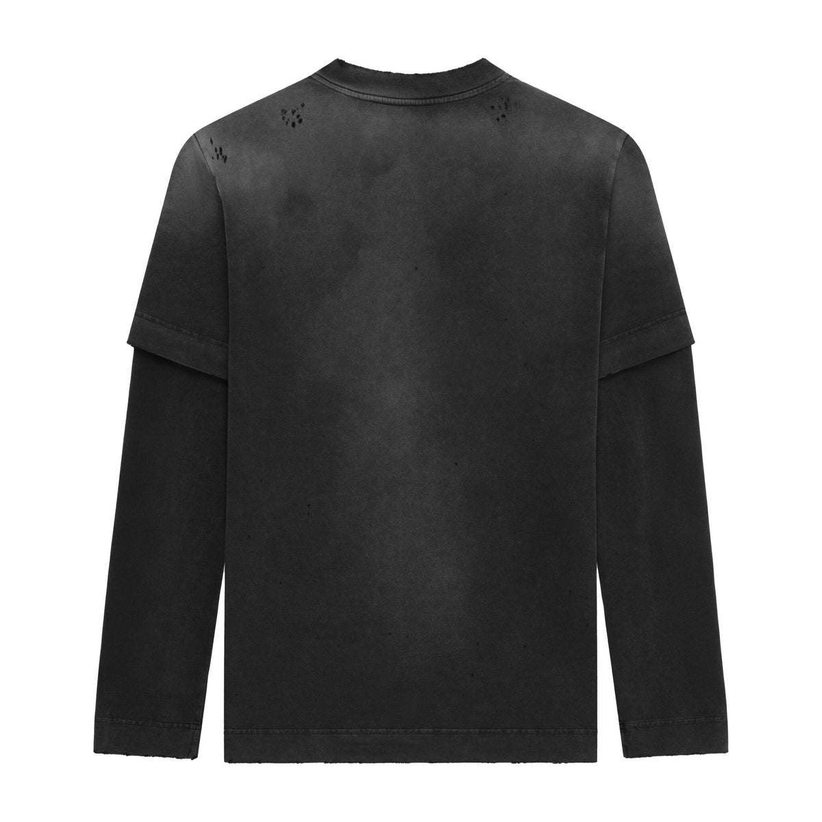 Distressed double layer long sleeve mockup, back
