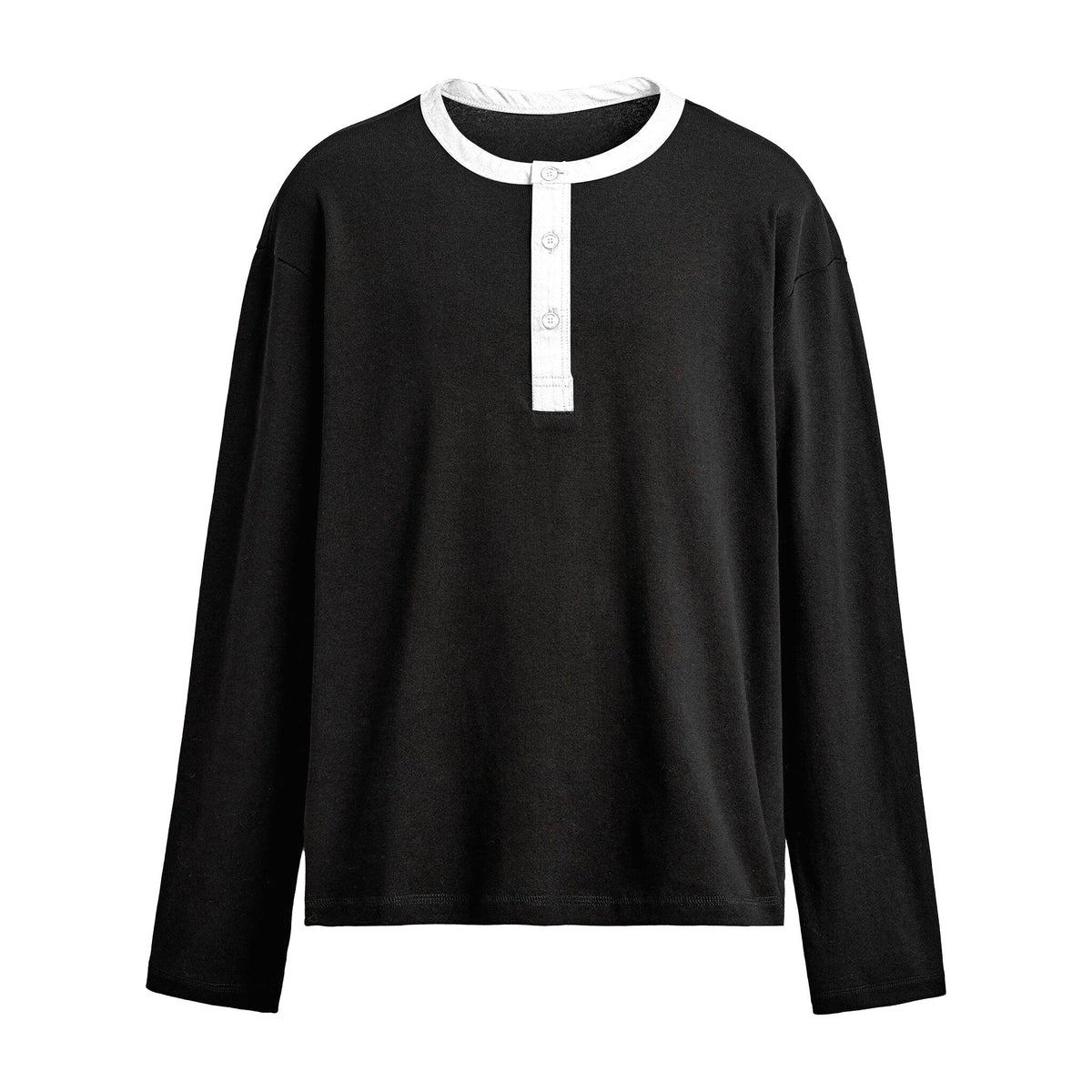 Washed henley mockup, front