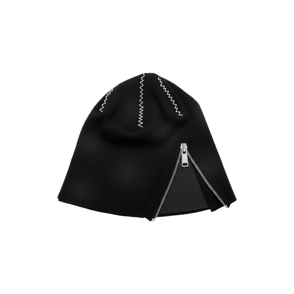 Utility zip knit beanie mockup