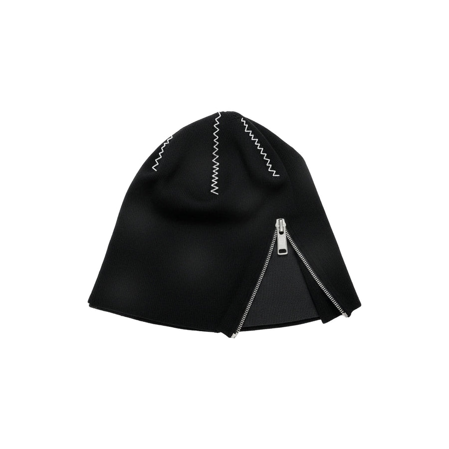 Utility zip knit beanie mockup