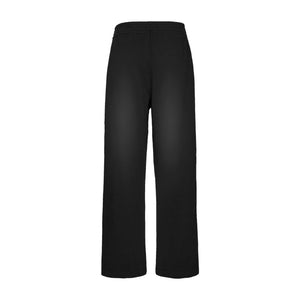 Wide leg sweatpants mockup, flat black, back