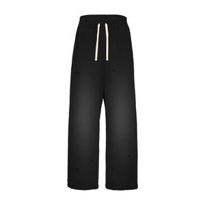 Wide leg sweatpants mockup, flat black, front